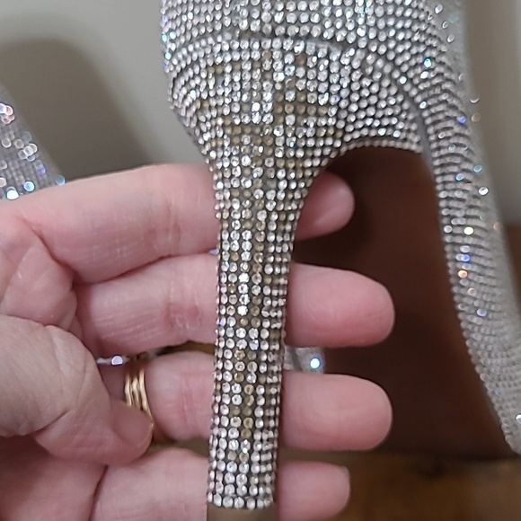 Gianni Bini Silver Rhinestone Heeled Boots size 8.5